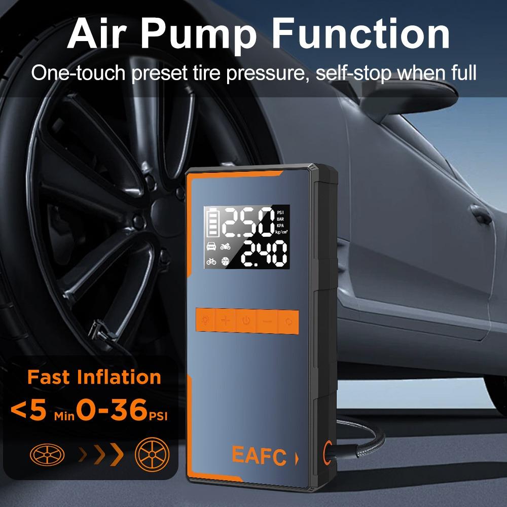 EAFC 2 in 1 Portable Car Air Compressor Car Jump Starter, 12V Car Emergency Booster, Battery Power Bank with LED Light