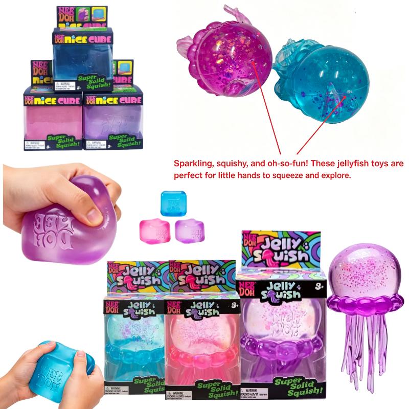 Interesting Toys Unisex Kids Schylling Nee Doh Jellyfish & Cube Squishy Toy Blind Box Soft Jelly Squeeze Sensory Fidget Toy Stress Relief For Kids Adults