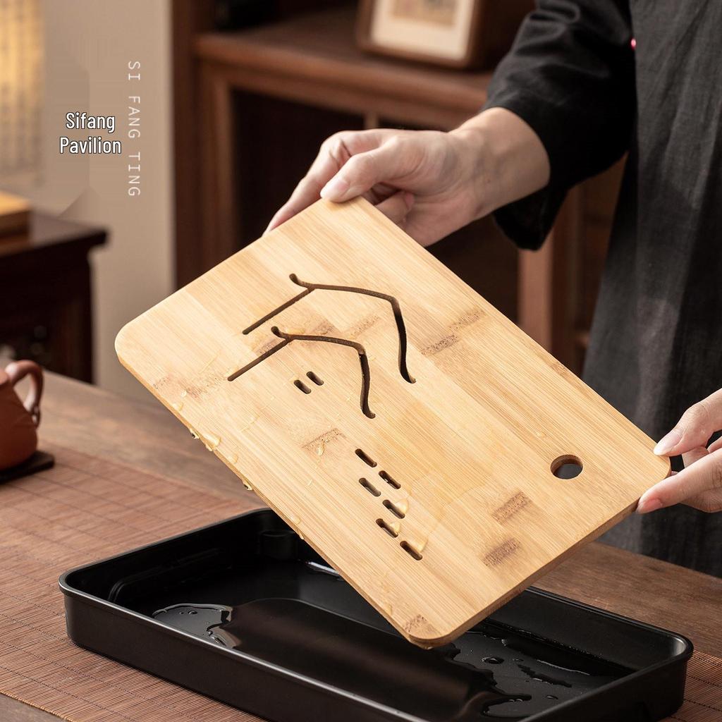 2026 Bamboo Tea Tray: Light Luxury, Small Draining Table with Water Storage and Dry Brew Design