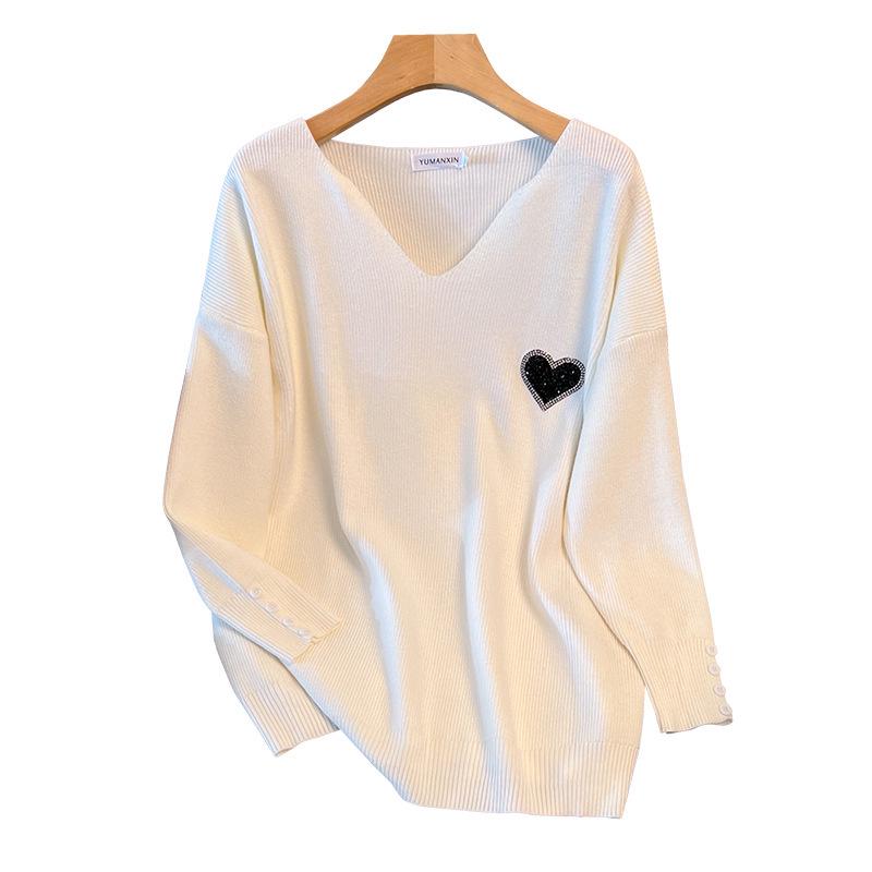 Plus Size Women's Thickened V-neck Sweater Knitwear, Bust 150/160 Cm, 200-350 Lbs, 8056