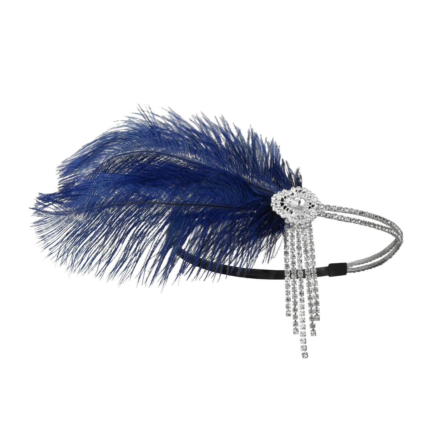 1920s Great Gatsby-Inspired Rhinestone Feather Headband for Cocktail Parties