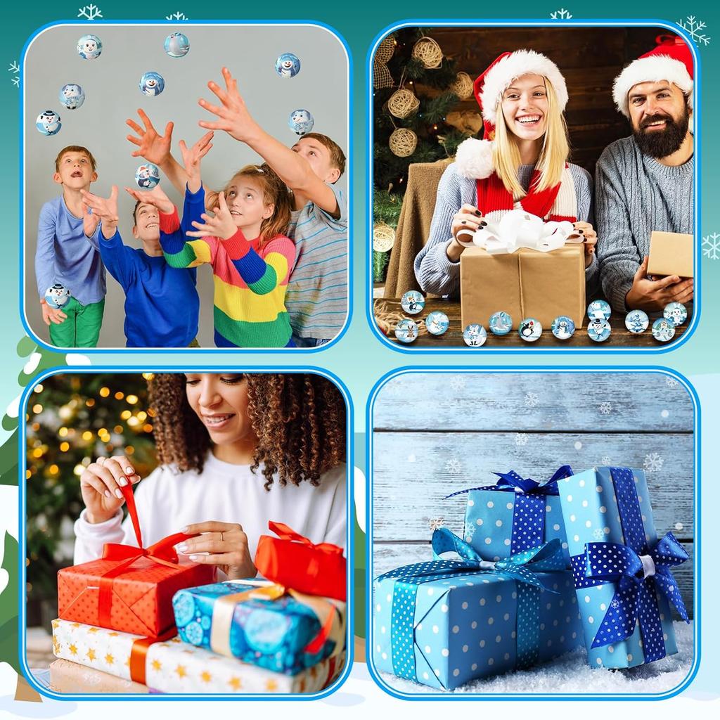 Liliful 60 Pcs Bulk Winter Stress Ball Snowman Penguin Stress Toys 12 Patterns Cute Sensory Stress Relief Toys Winter Holiday Party Favors Bag Filler