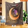 1pc 2D Flat Printing Spring And Summer New Arrival Moon And Dreamlike Creatures Theme Digital Print Blanket, All-Season Use, Casual Throw, 100% Polyes