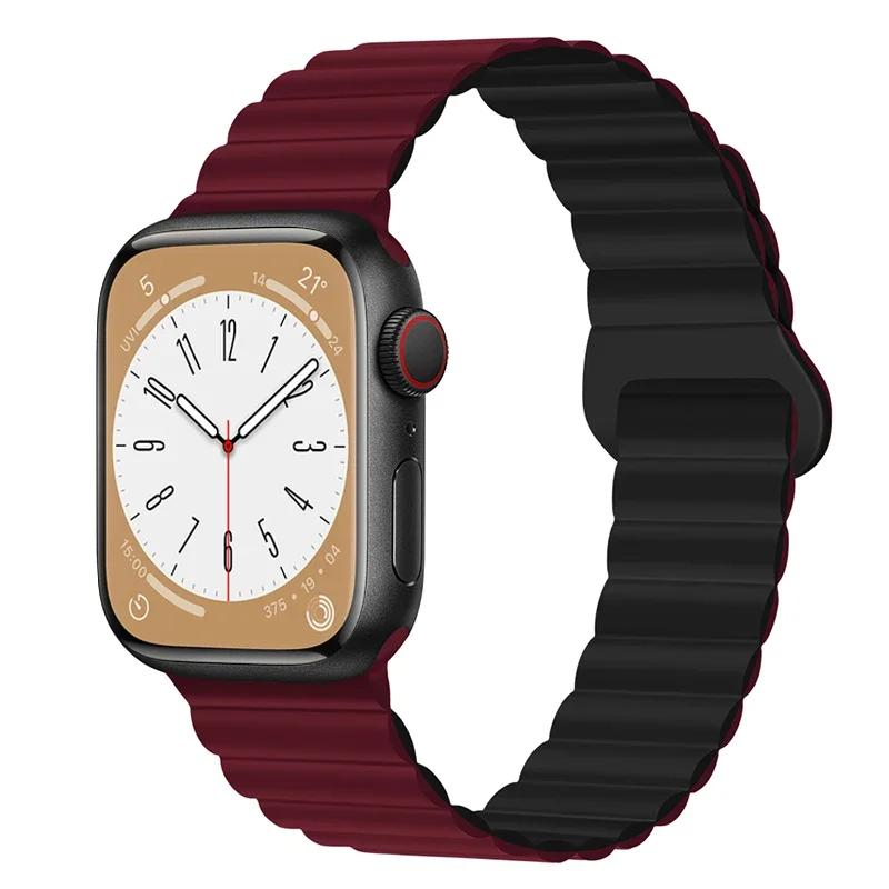 Magnetic Loop For Apple Watch Band 44mm Ultra 49mm 40mm 45-41mm Silicone Bracelet iWatch 10 9 8 7 6 5 SE For Correa Apple Watch