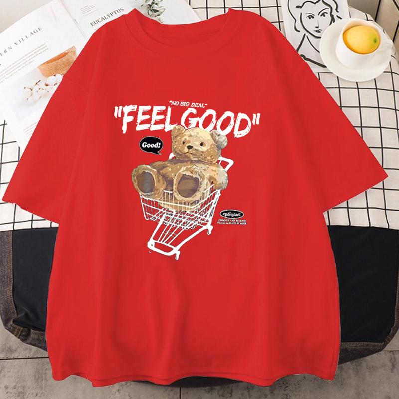 

New Cartoon Bear Short Sleeve T-shirt Women Men Loose Top Fashion Korean Style Tee S