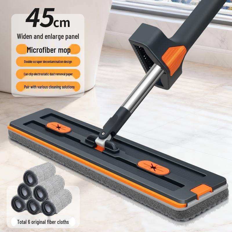 2026 Chenille Flat Mop: Hands-Free, Wet & Dry One-Wipe Clean with Replaceable Cloth