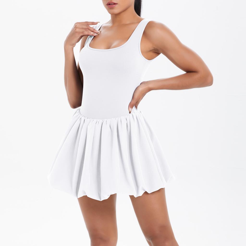 New Nude Fake Two-Piece Sports Dress For Women, Anti Glare Base, Outdoor Running, Yoga, Fitness, Tennis Dress For Women