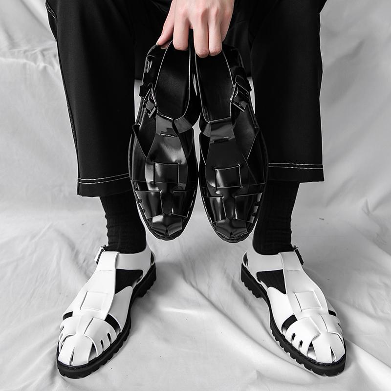 Fashion Luxury Brand Black Men's Sandals Summer Leather Sandals Lightweight and Comfortable Casual Beach Men's Shoes Soft Sole Non-Slip