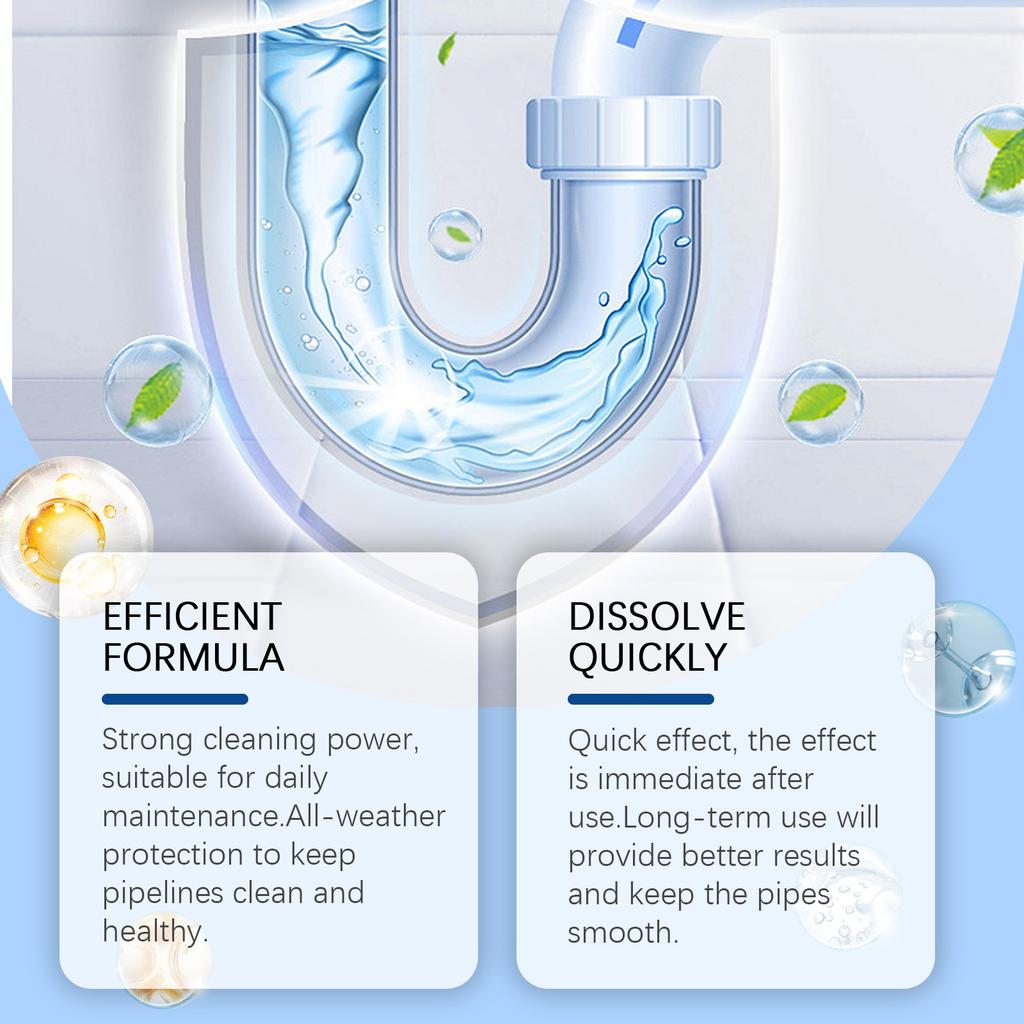 Bubble Bombs Pipe Unblocking Cleaning Powder Effective Drain Cleaner for Kitchen Bathroom Pipes Removes Blockages and Residue Fast Acting Formula