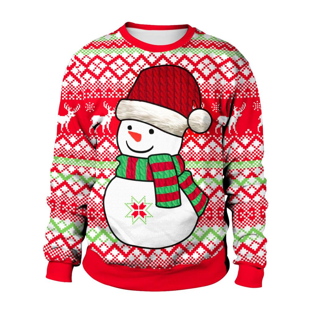 Women's Imitation Cotton Fashion Christmas Print Pattern Long-Sleeved T-shirt