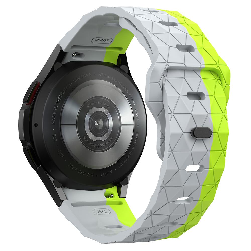 

For Samsung Galaxy Watch6/Watch 5/Watch FE 40mm/Watch4 Silicone Strap Dual Color Watch Band Football Pattern Grey+Green