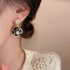 Silver Needle Black Earrings Women's Korean Sweet and Cool Trend Sense Dark Wind Stud Earrings Temperament Niche Light Luxury Earrings