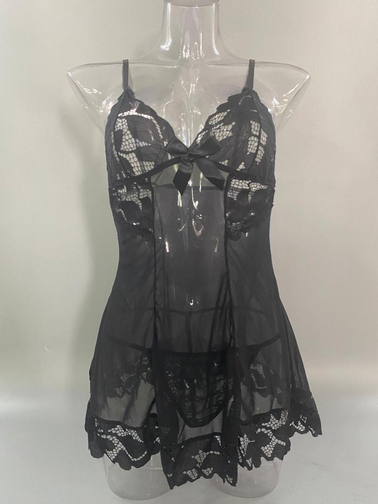 V-neck Lace Patchwork Camisole: Sexy, See-through European/American Style Lingerie & Pajamas