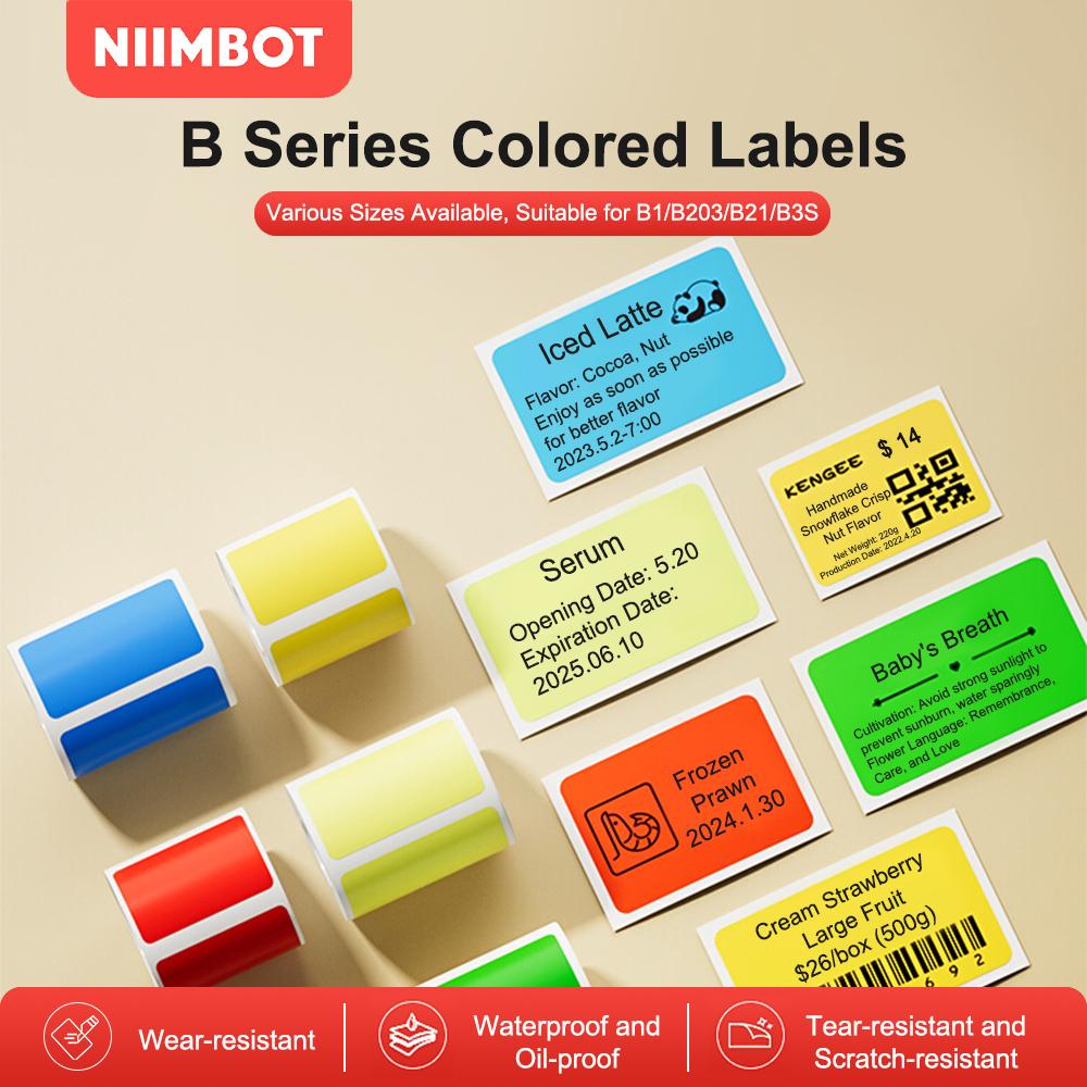 

Наклейки с однотонными этикетками Niimbot, совместимые с B21/B3S/B1/B203