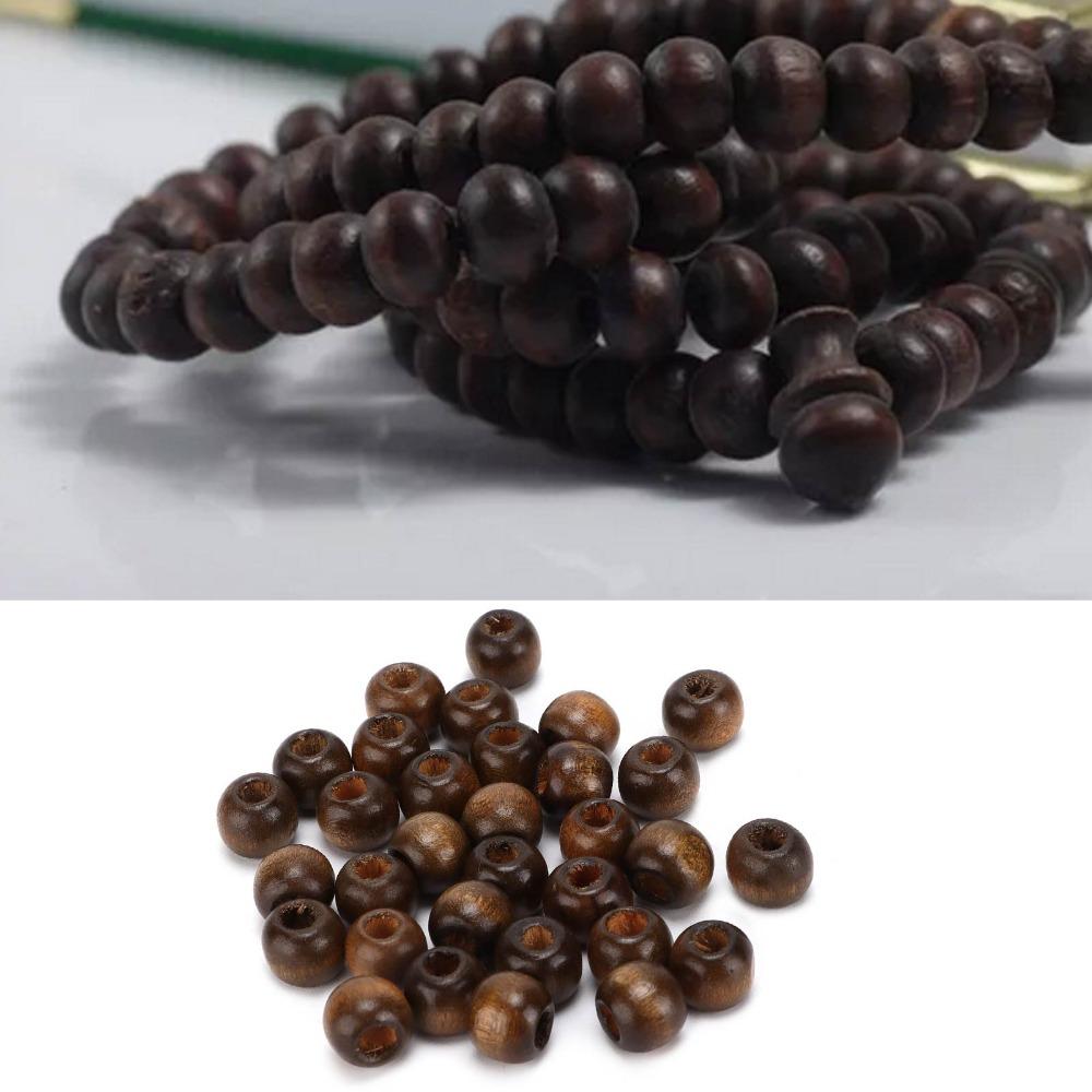 500PCS 9x10mm Wooden Beads 4mm Hole Round Wood Beads Natural Perforated Beads DIY Craft