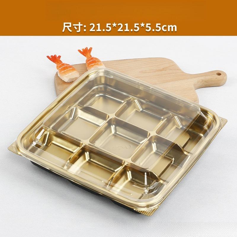 Disposable Sushi Box Plastic Food Container Golden Commercial High End Japanese Sashimi Tray