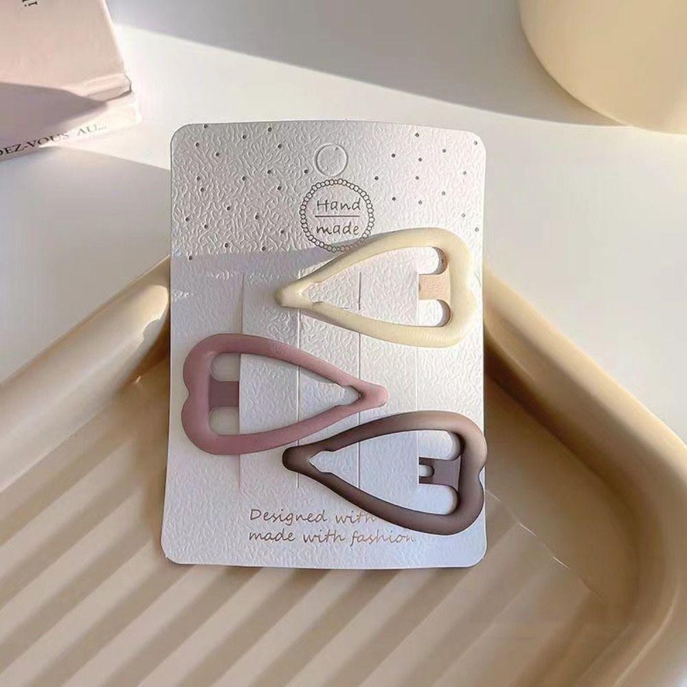 3pc/set Square Y2k Barrettes Metal Star Love BB Clip Cute   Children