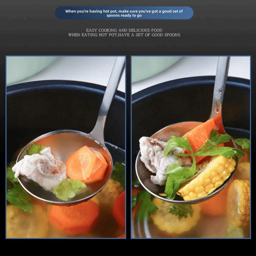 Anti Scald Soup Spoon Colander Long Handle Cooking Utensils Kitchen Tableware  Hotpot Serving