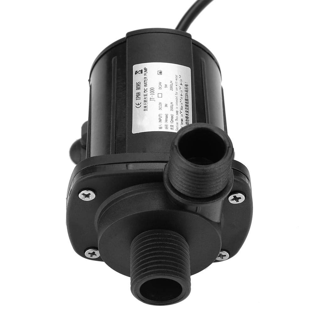 JT-1000B-12 Submersible Pump, DC 12V Brushless Water Pump, 5M Head, Low Noise, Drainage Pump, Practical Boost Pump, for Hydroponics