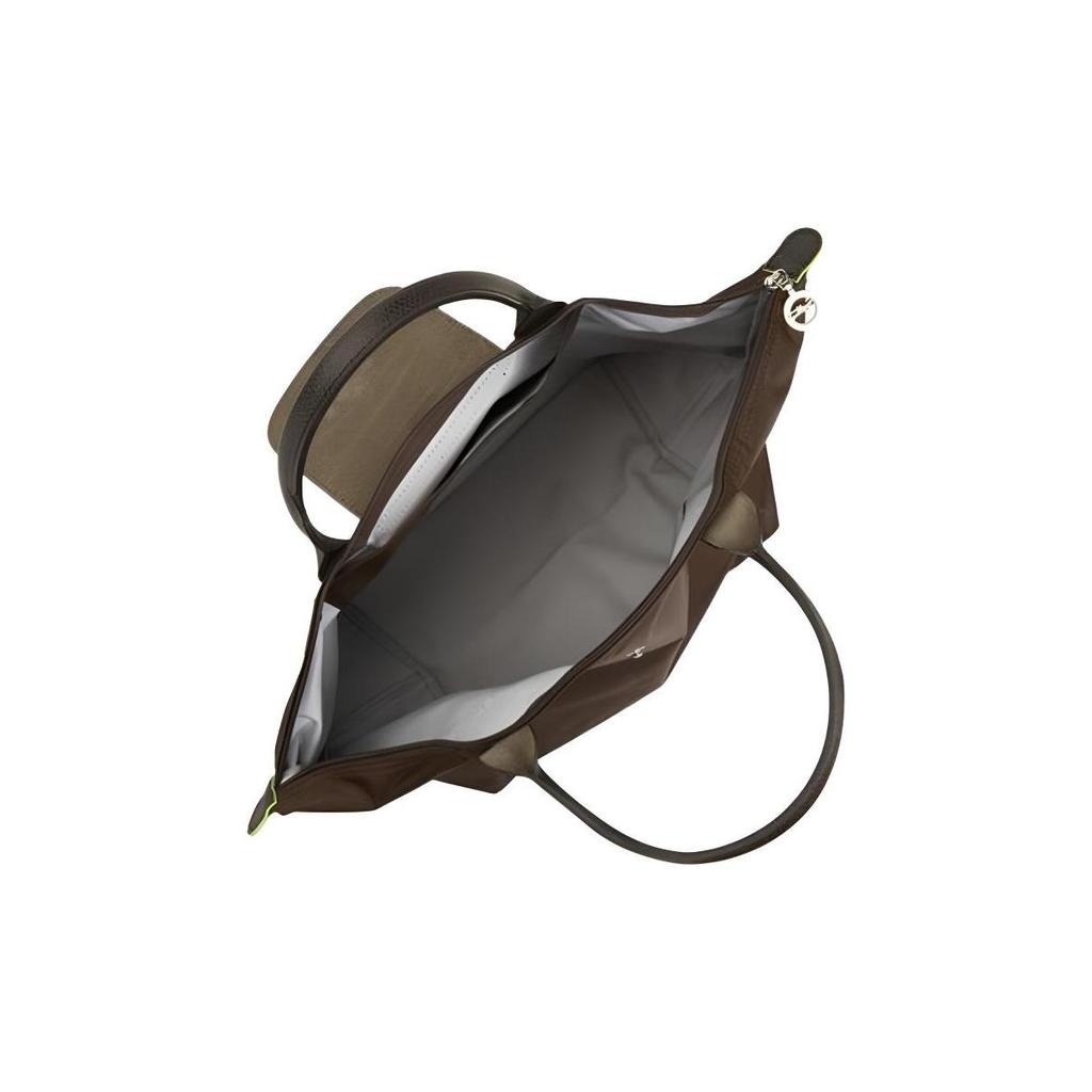 Longchamp Le Pliage Green Logo Design a Contrasto Nylon Borsa a Totes a Forma di Raviolo Media Borse a Totes da Donna Marrone Moka 1623919002