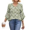Blouses For Women Dressy Casual 3/4 Length Sleeve Womens Tops V Neck Tshirts Shirts With Flared Sleeve