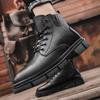 Classic black men's boots Casual minimalist design style Daily office outdoor walking Motorcycle men's leather shoes  Size-46