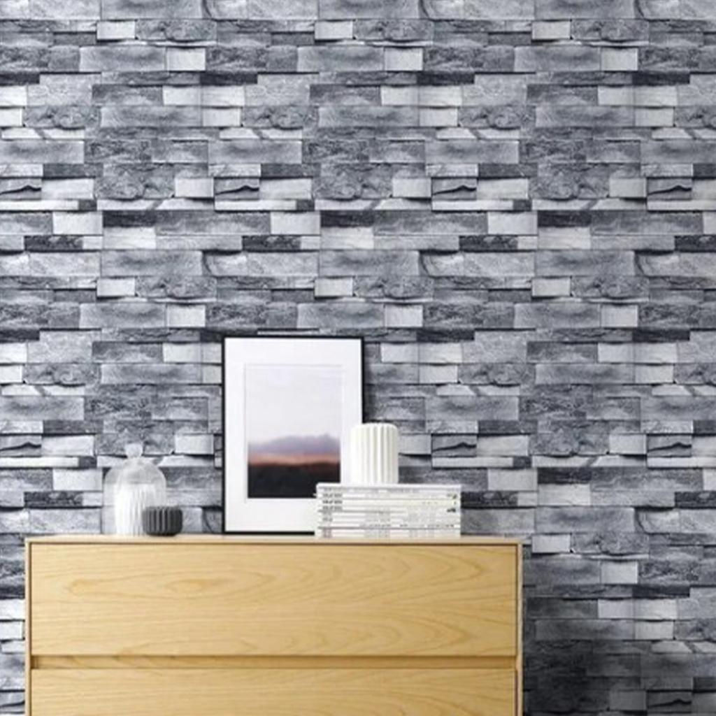 Self Adhesive Wallpaper 3D Simulation Brick Designed Thickened Paper Wall Stickers for Decoration