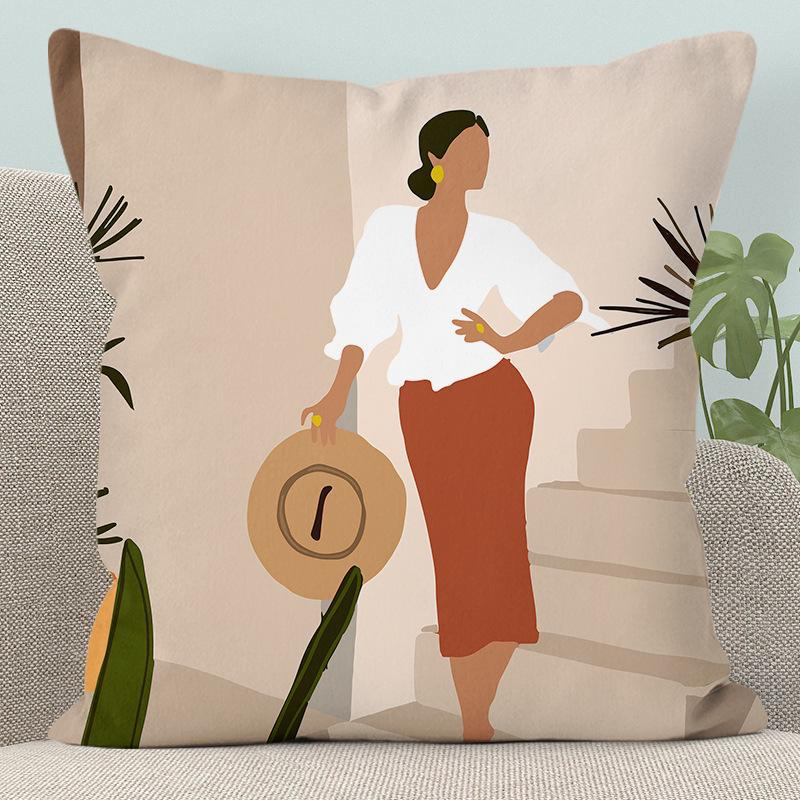 Modern Abstract Character Pillow - Removable, Washable Cushion for Sofa or Bed