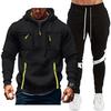Men'S Hoodie Multi Pocket Hooded Long Sleeved Casual Sports Two-Piece Set