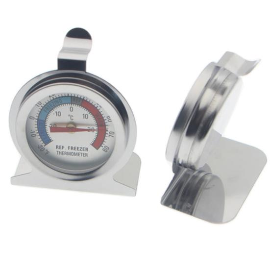 Portable Round Steel Freezer Dial Kitchen Stainless Refrigerator Thermometer