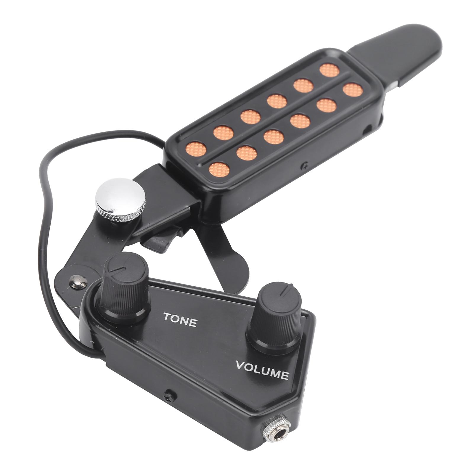 

Звукосниматель для гитары 12-звуковое отверстие Электрический преобразователь с регулировкой тона и громкости для укулеле
