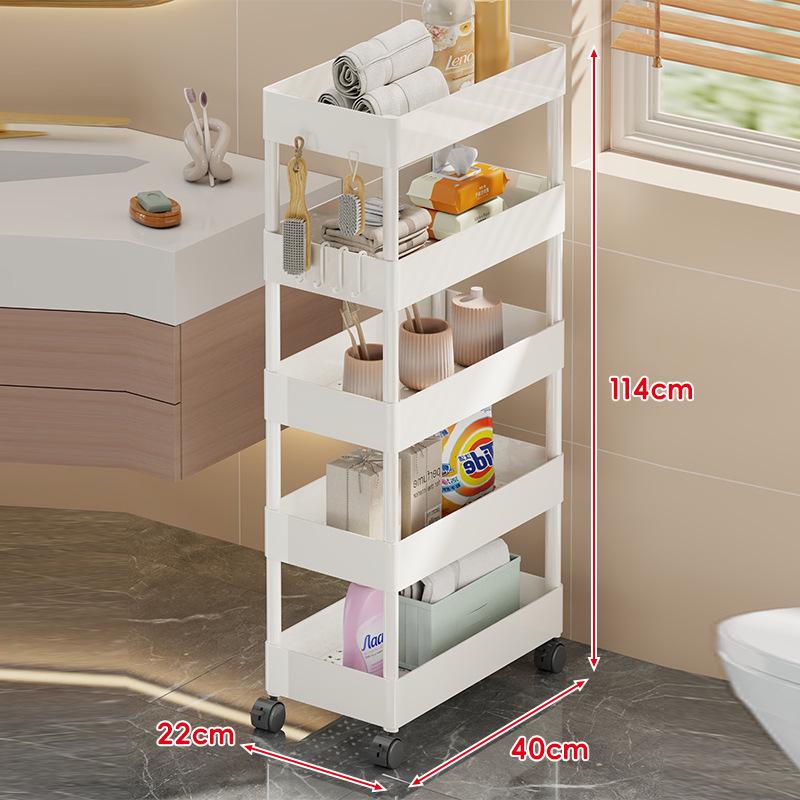 Compact Bathroom Trolley: Slim Floor-Standing Storage Rack for Narrow Spaces and Toilet Side