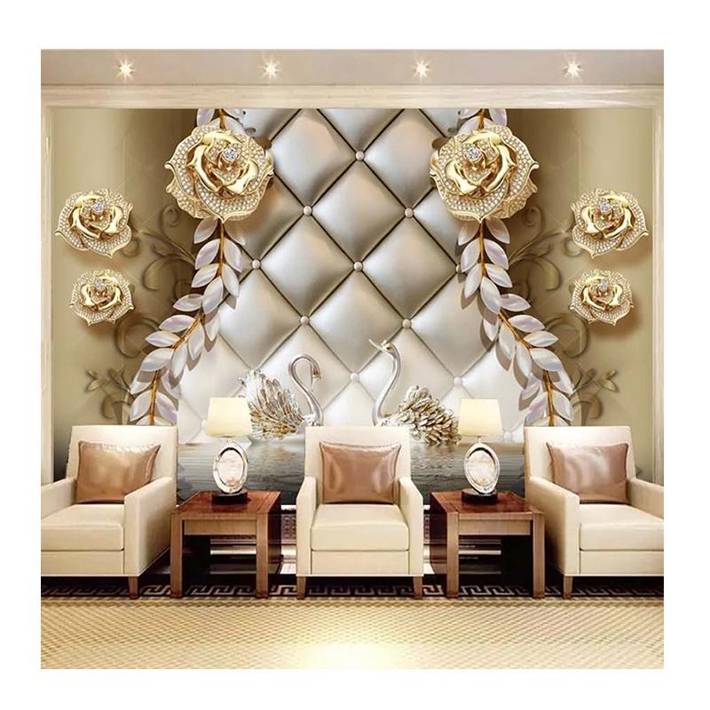 

Размер Фреска 3D Стерео Обои Ювелирные изделия Золотой Цветок Мягкая Сумка Фреска Роскошный Домашний Декор Настенная Бумага для Стен 200 cm(W) x 140 cm(H)