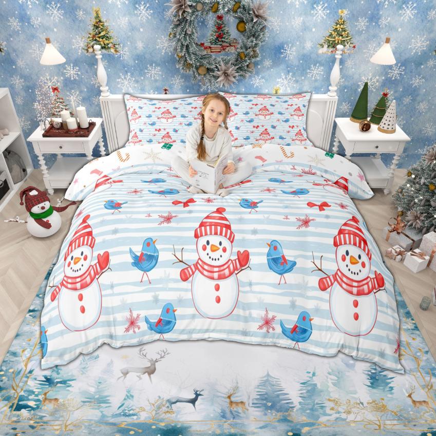 

Homewish Cartoon Santa Claus Duvet Cover Set for Boys Girls, Christmas Tree Bedding Set, Snowflakes Snowman Bed Set DE XS 100x135cm 2pcs&set