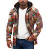 Christmas Print - Men's Casual Long-Sleeved Zippered Hooded Sweatshirt Jacket