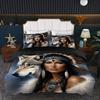 Wolf And Beauty Pattern 3D Printed Quilt Cover Pillowcase Soft Comfortable Bedding Set Wildlife Exotic Style Duvet Cover Set