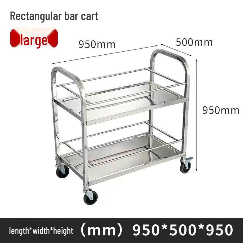 Stainless Steel Mobile Dining Cart – Three-Tier Restaurant and Hotel Dish Collection and Beverage Trolley.