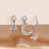 3PCS New Design Stainless Steel CZ Zircon Star Moon Stud Earring Set For Women Punk Unisex Rock Earring Statement Jewelry aretes