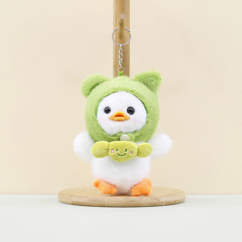 Charming Emotion Candy Duck Plush Toy With Frog Hat White And Yellow