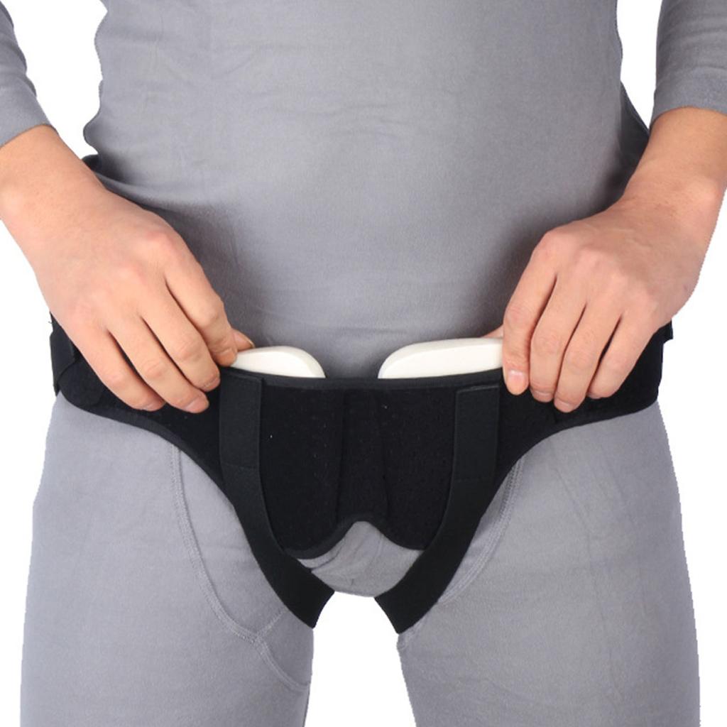 Male Inguinal Hernia Support Belt Adjustable Small Intestinal Hernia Brace Band PU Foam Pad Black M