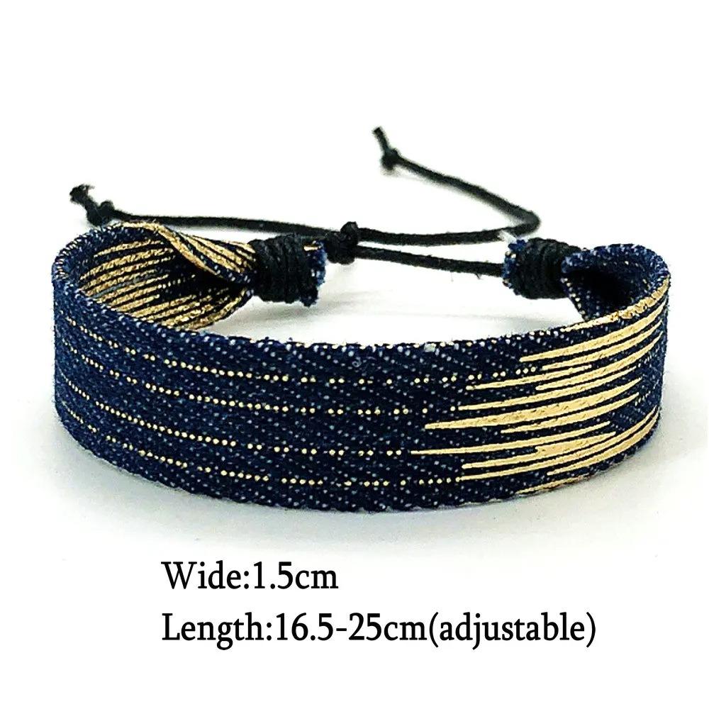 Stretch Star Denim Bracelets Simple Adjustable Webbing Bracelet Fashion Denim Woven Bracelet