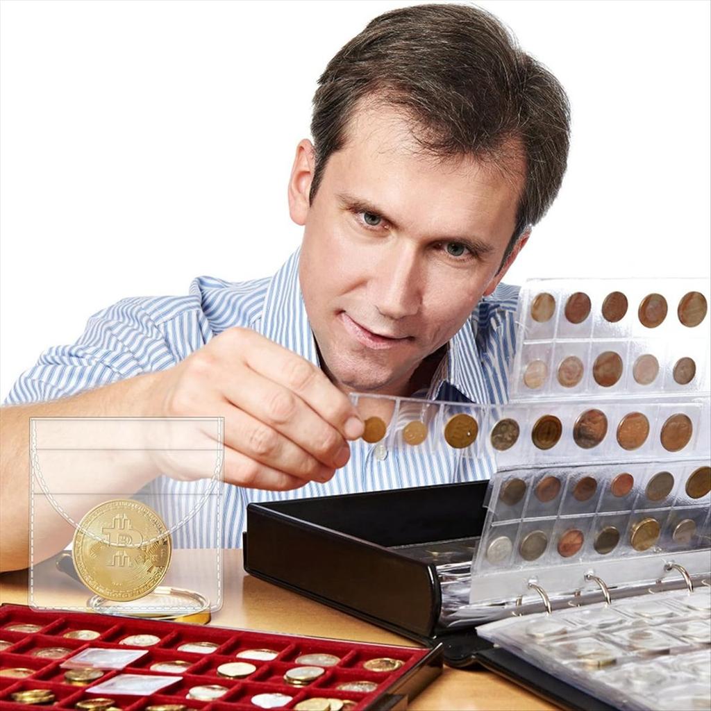 2025+ 150Pcs Single Pocket Coin Flip Coin Sleeves Holders Clear PVC Coin Protectors Plastic Coin Holders (2.2 X 2 Inch Square)