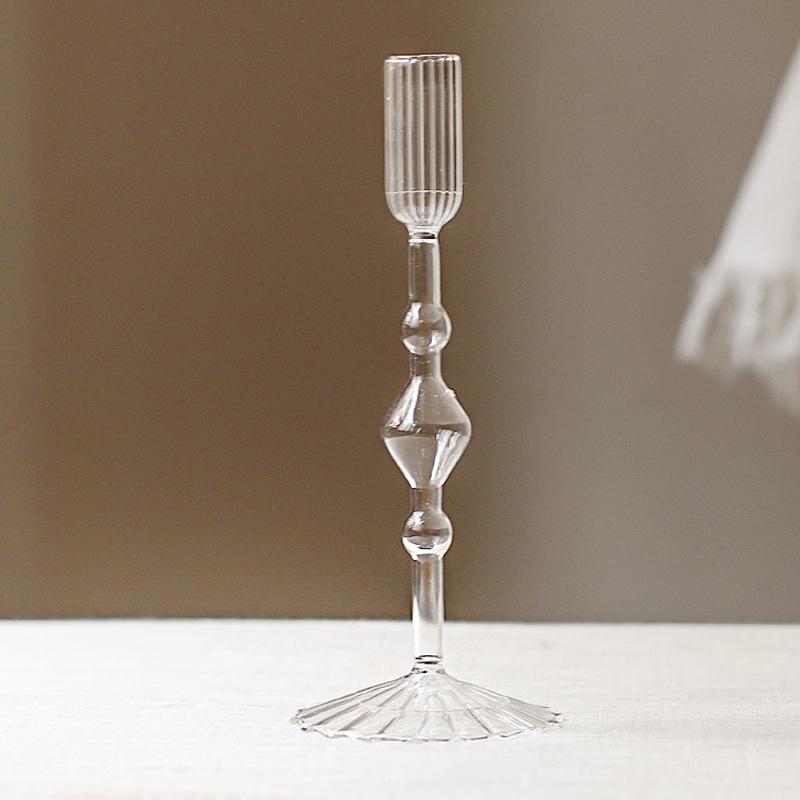 1PC Glass Candlestick Art Crafts Modern Handcrafted Glass Crafts for Holiday Homes Creative 21x8cm