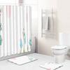 Watercolor Textured Bathroom Shower Curtain Floor Mat Toilet Cover Foot Mat Four-Piece Set