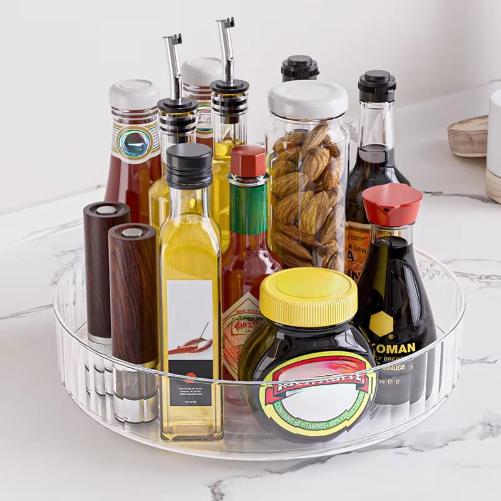 Turntable Kitchen Seasoning Organizer Round Spice Rack 360 Degree Seasoning Rotating Tray  Drinks