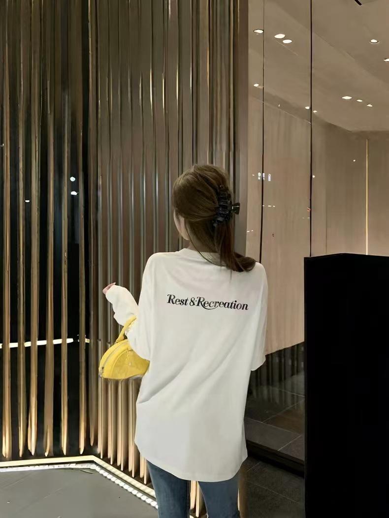 

Женский модный брендовый свободный топ с длинным рукавом и принтом Small белый