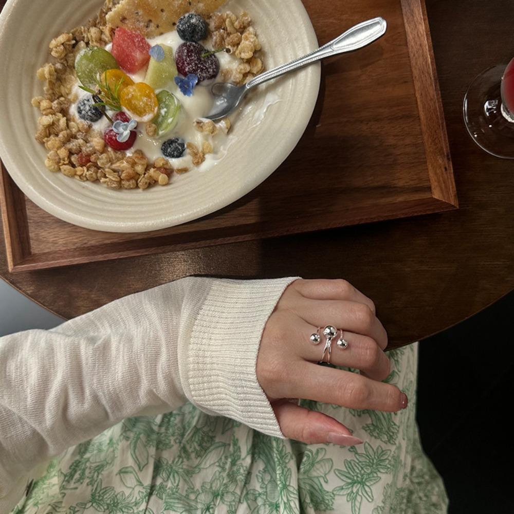 All-Match Irregular Planet Ring Ball Shape Finger Opening Ring Jewelry Gift Metal Ball Ring  Women