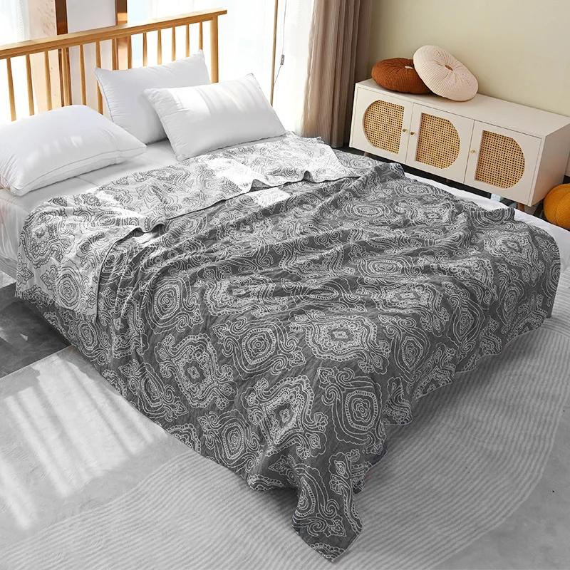 Boho Three Layers Pure Cotton Blanket Gauze Adult Cool Quilt Comforter Sofa Cover Single Double Soft Blanket For Beds Thin Sheet
