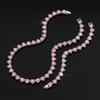 Full Diamond Peach Heart Jewelry Set Fashion Exquisite Love Heart Rhinestone Necklace Bracelet