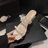 Fashion Versatile Skirt Square Root Cool Slippers French High-end Bow One-word Slippers Women's 2025 Autumn New Models
